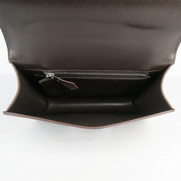 7A Hermes Oxhide Leather Message Bag Dark Coffee H017 - Click Image to Close